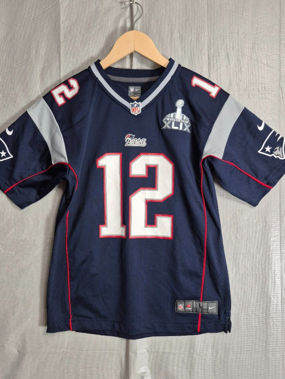 Tom Brady Jersey New England Patriots Youth Large Superbowl Official Nike Blue